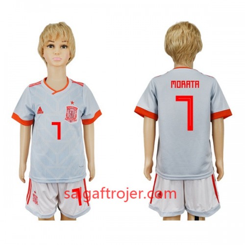 Spanien Fodboldtrøjer Morata 7 Børn Udebanesæt VM 2018 Spanien Fodboldtrøjer Morata 7 Børn Udebanesæt VM 2018